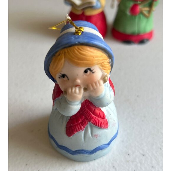Set Of 3 Vintage Jasco Hand Painted Christmas Caroler Ornaments - Picture 2 of 8